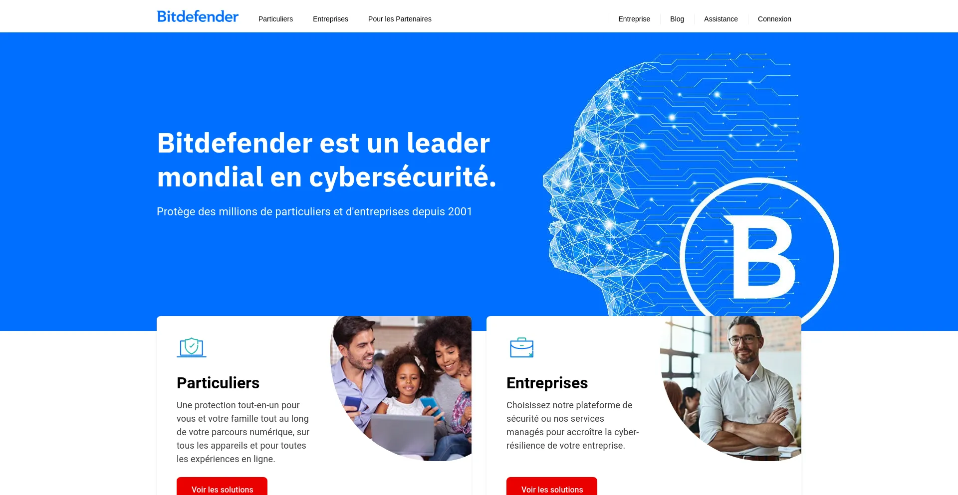 Screenshot of bitdefender.fr homepage