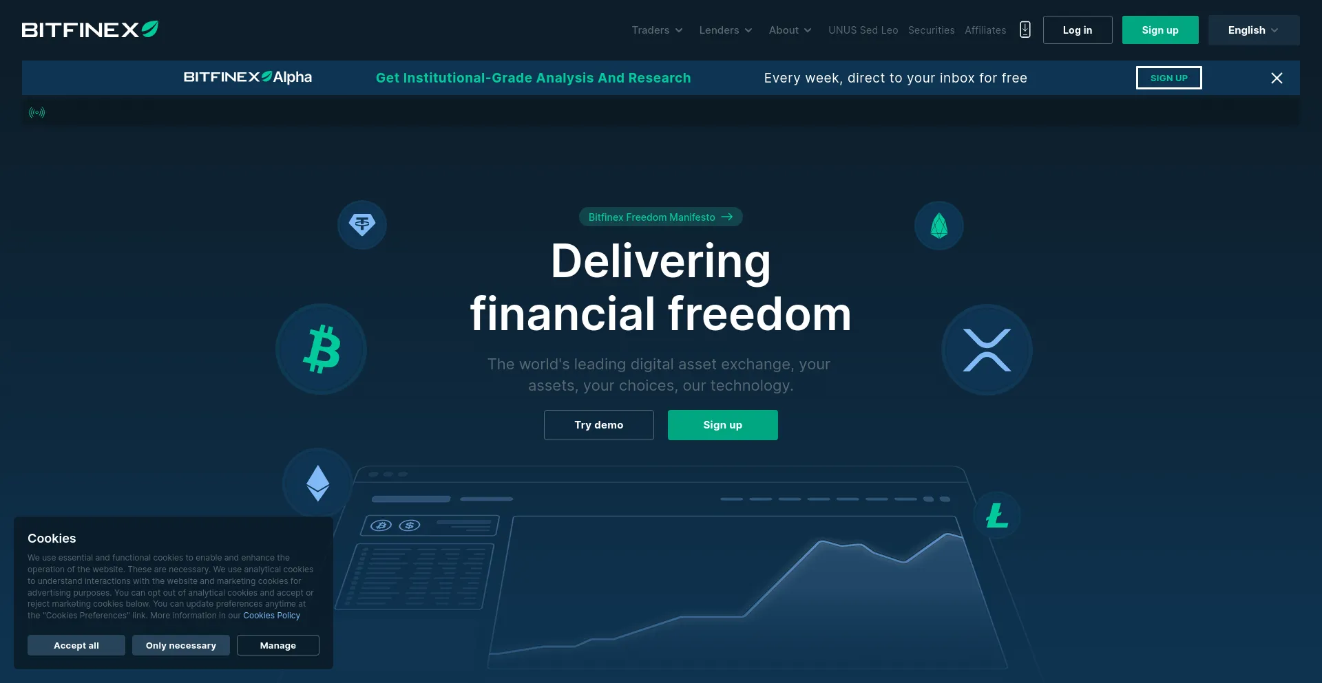 Screenshot of bitfinex.com homepage