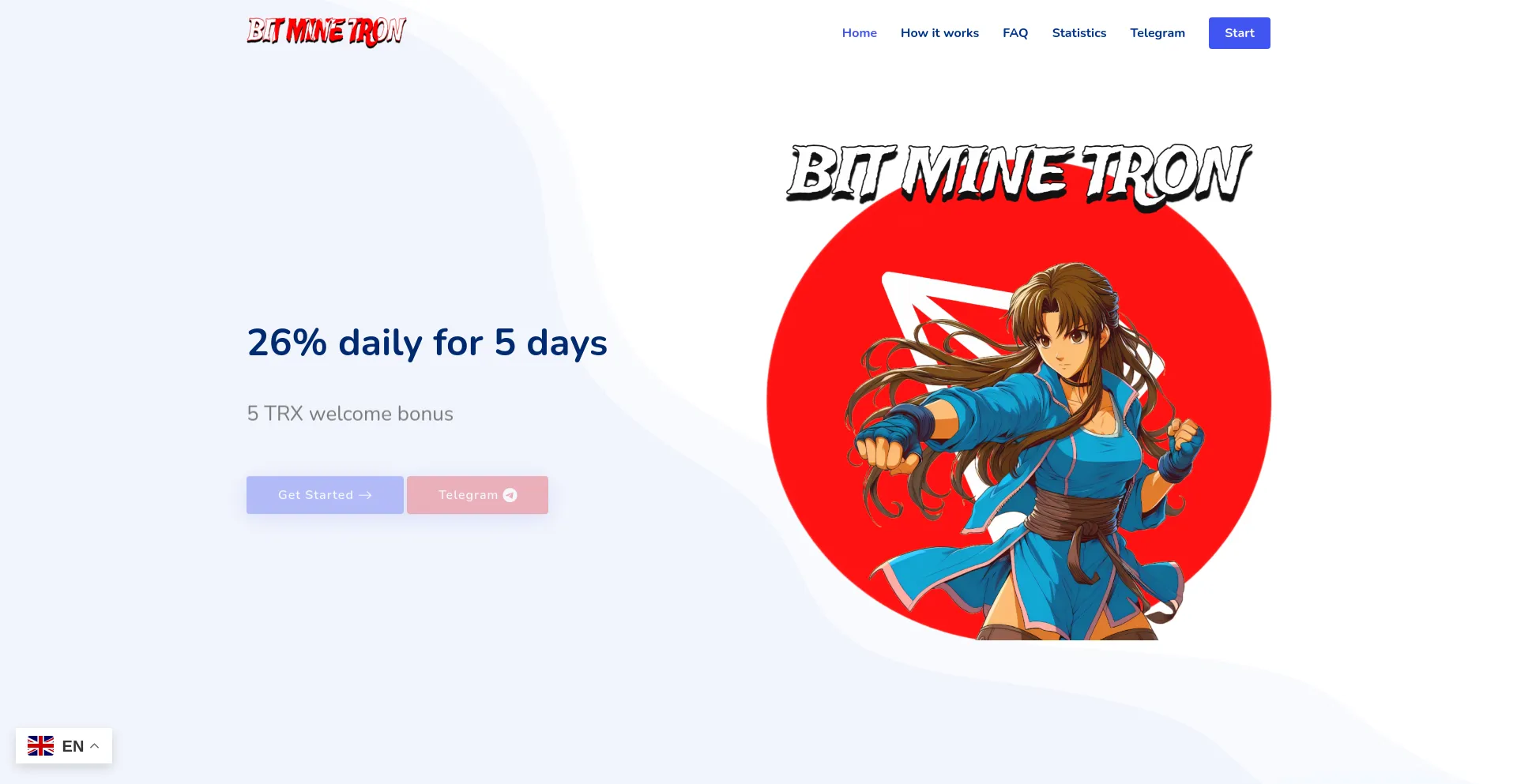 Screenshot of bitminetron.pro homepage