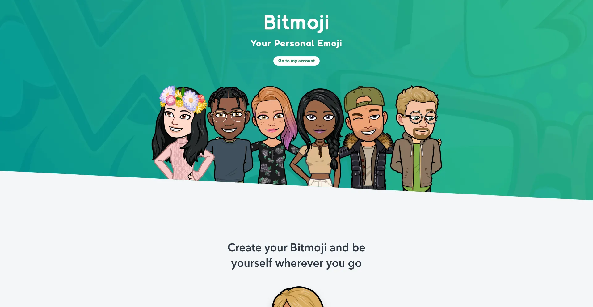 Screenshot of bitmoji.com homepage