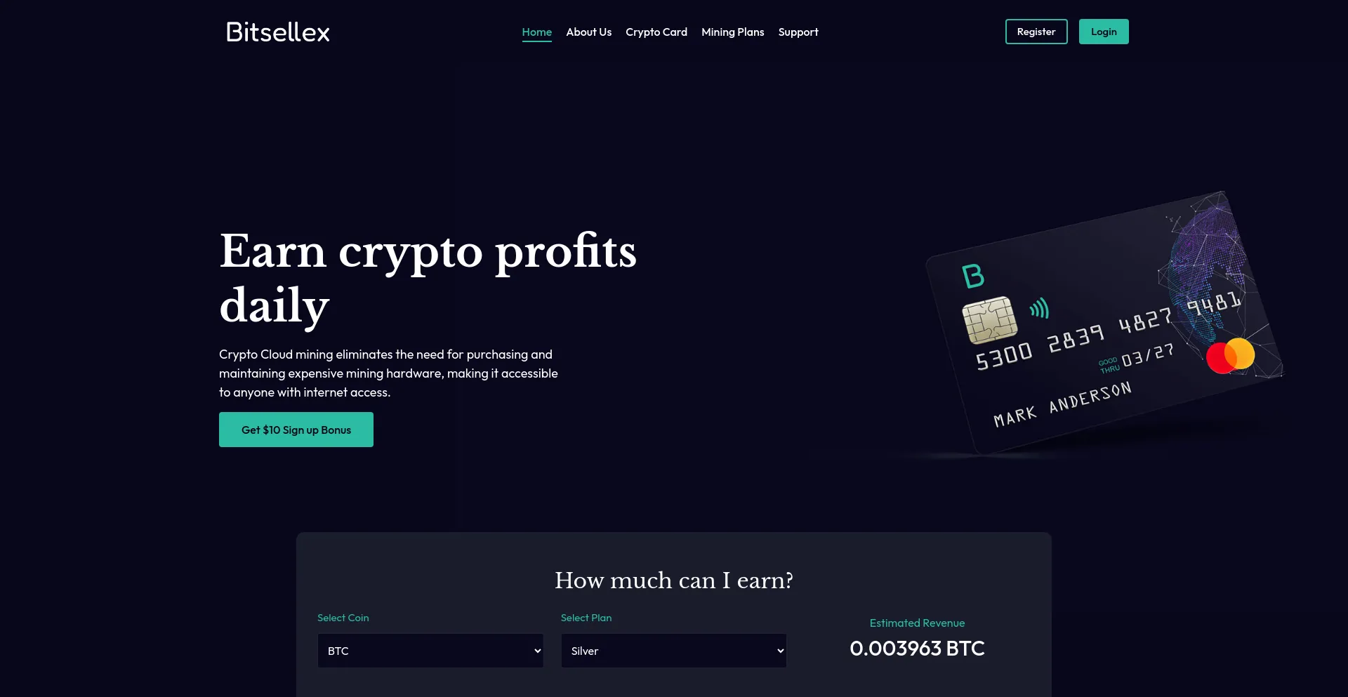 Screenshot of bitsellex.com homepage