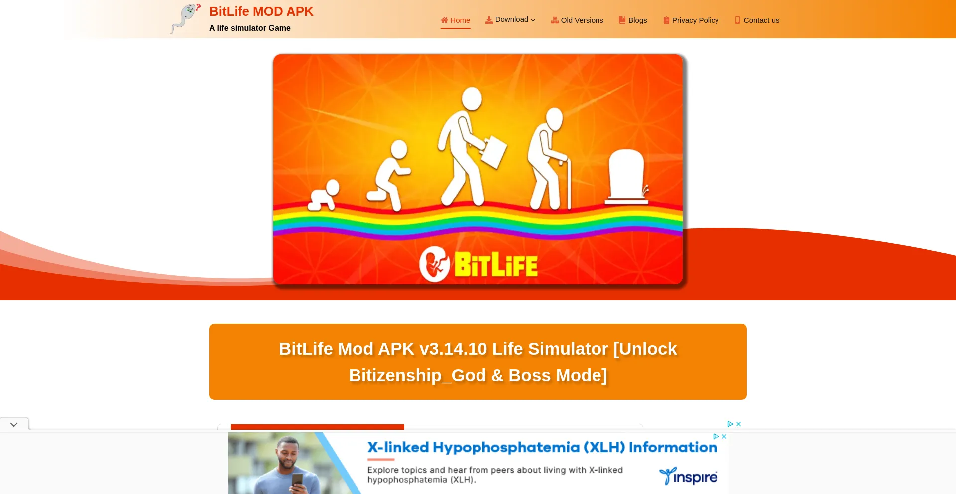 Screenshot of bitslifeapk.com homepage