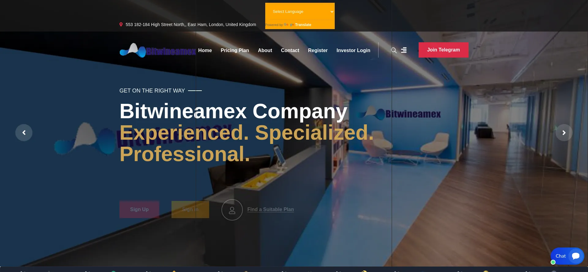 Screenshot of bitwineamex.com homepage