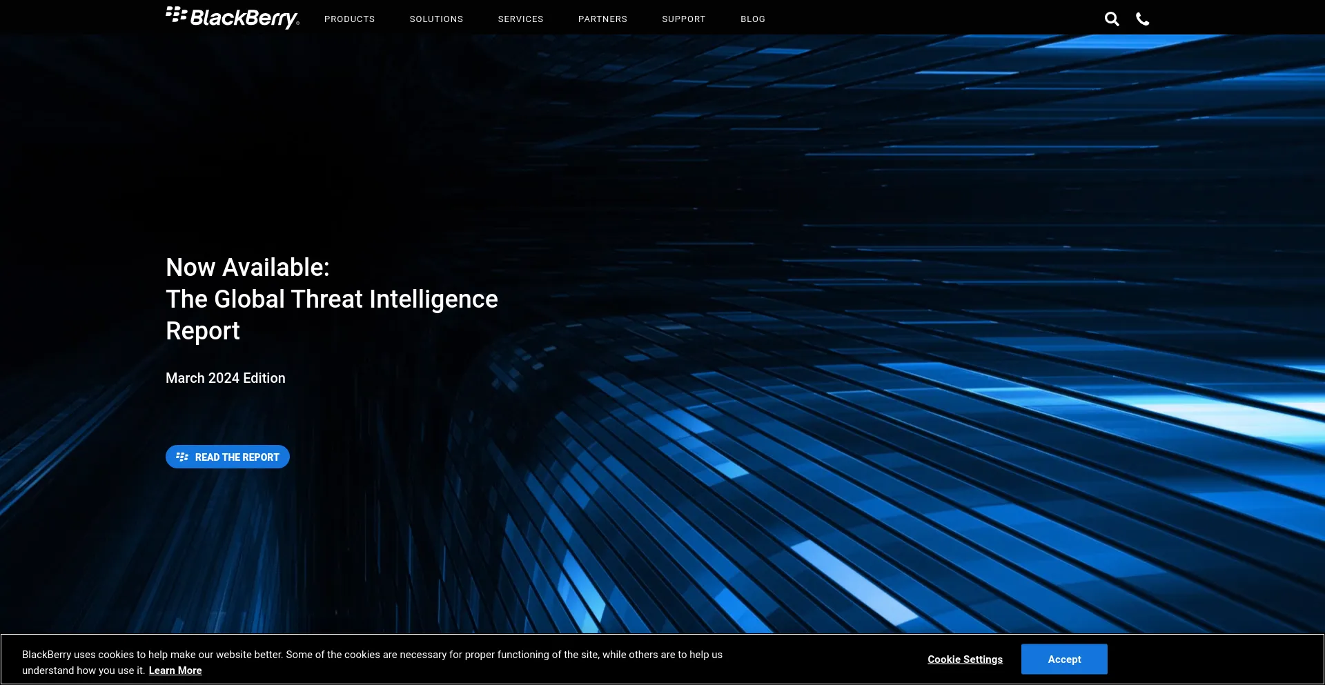 Screenshot of blackberry.com homepage
