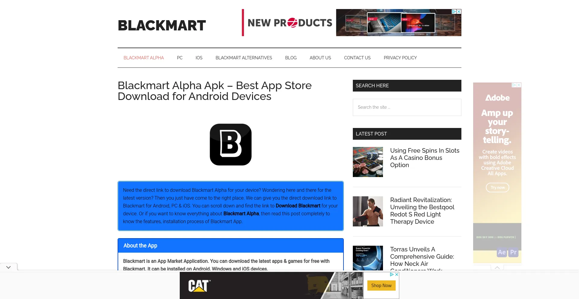 Screenshot of blackmartappz.com homepage