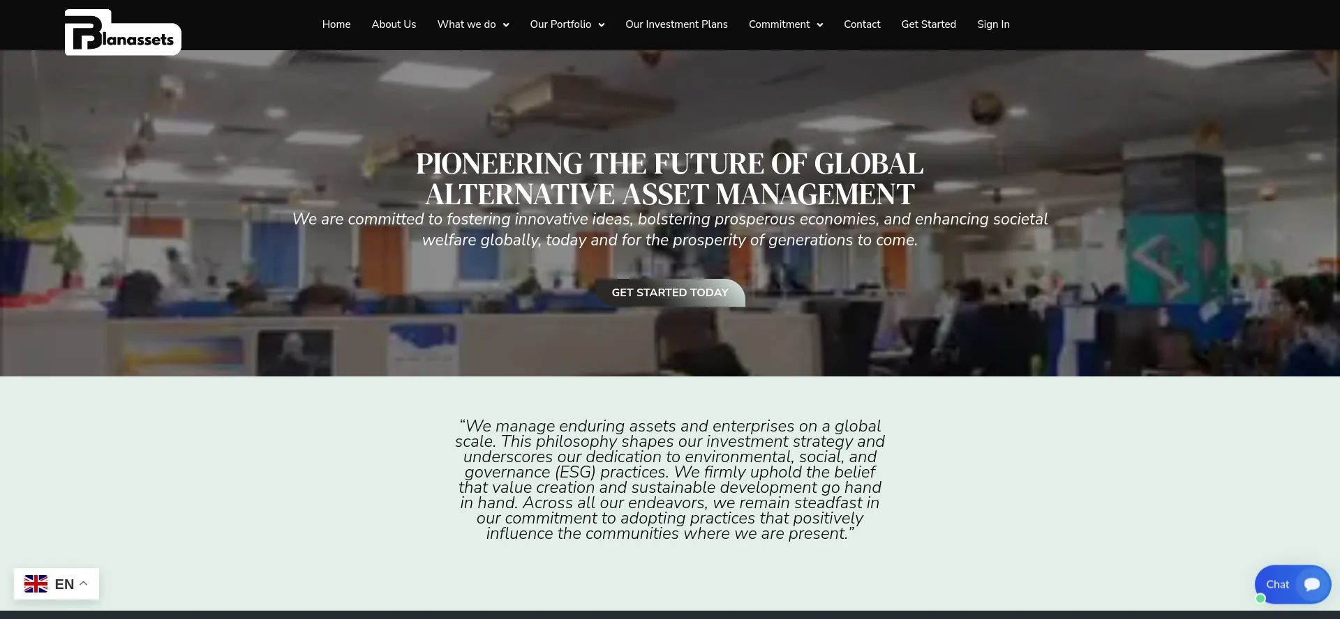 Screenshot of blanassets.com homepage