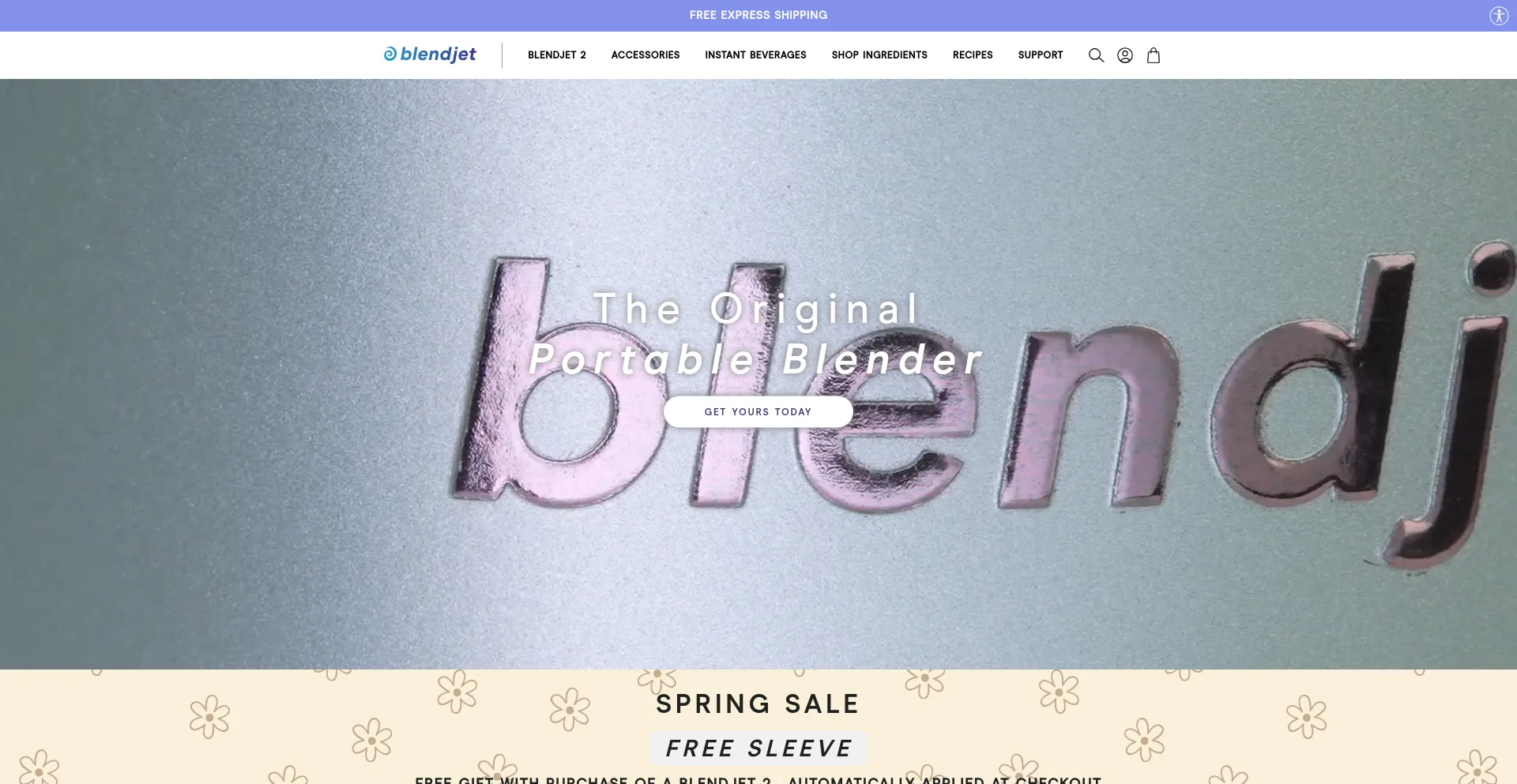 Screenshot of blendjet.com homepage