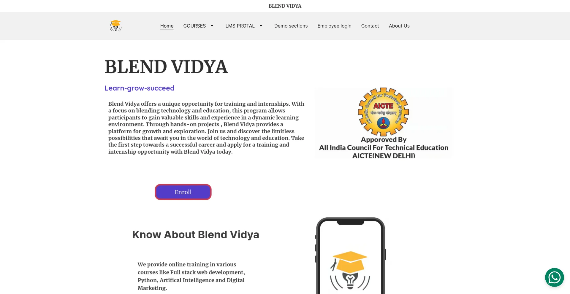 Screenshot of blendvidya.online homepage