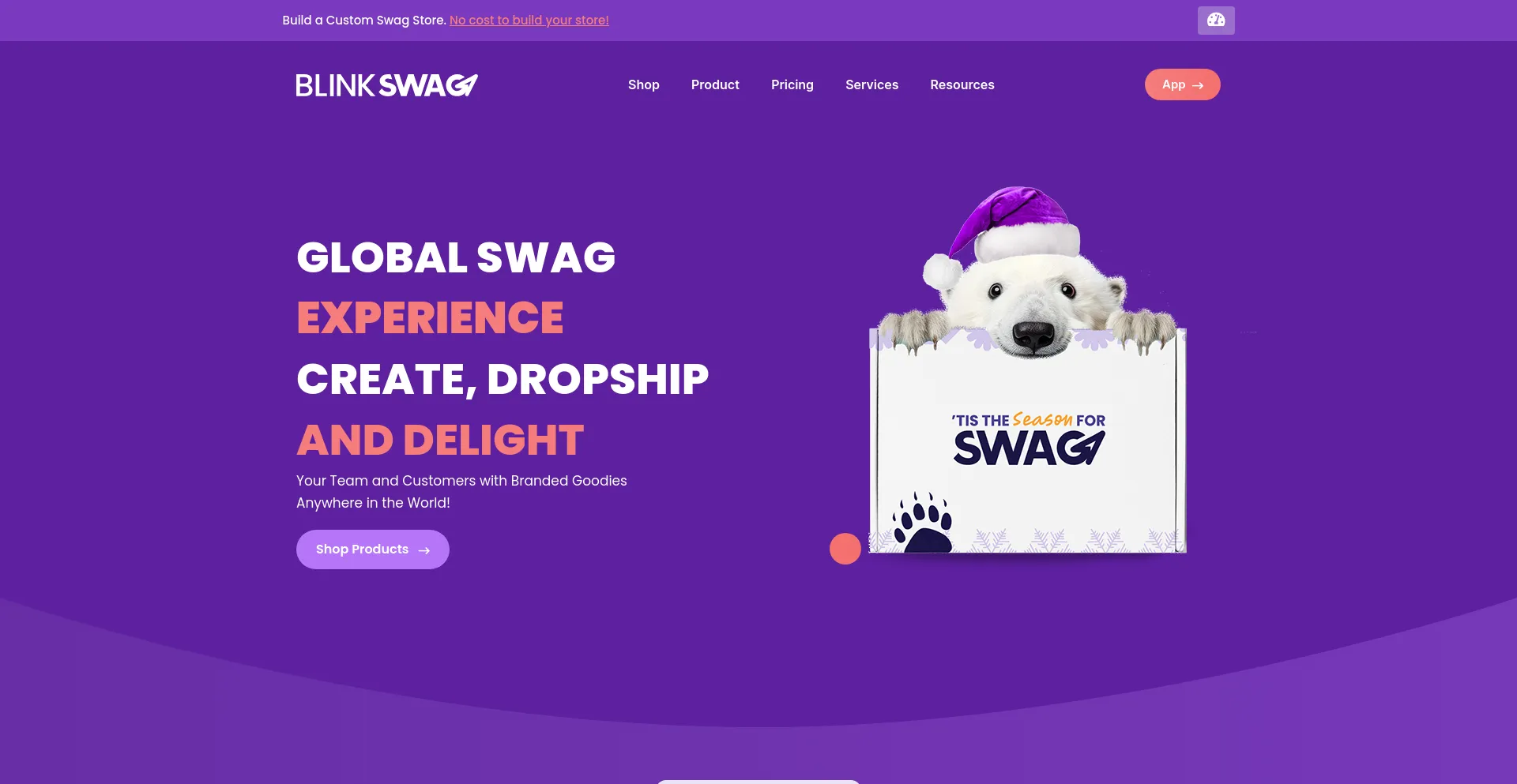 Screenshot of blinkswag.com homepage