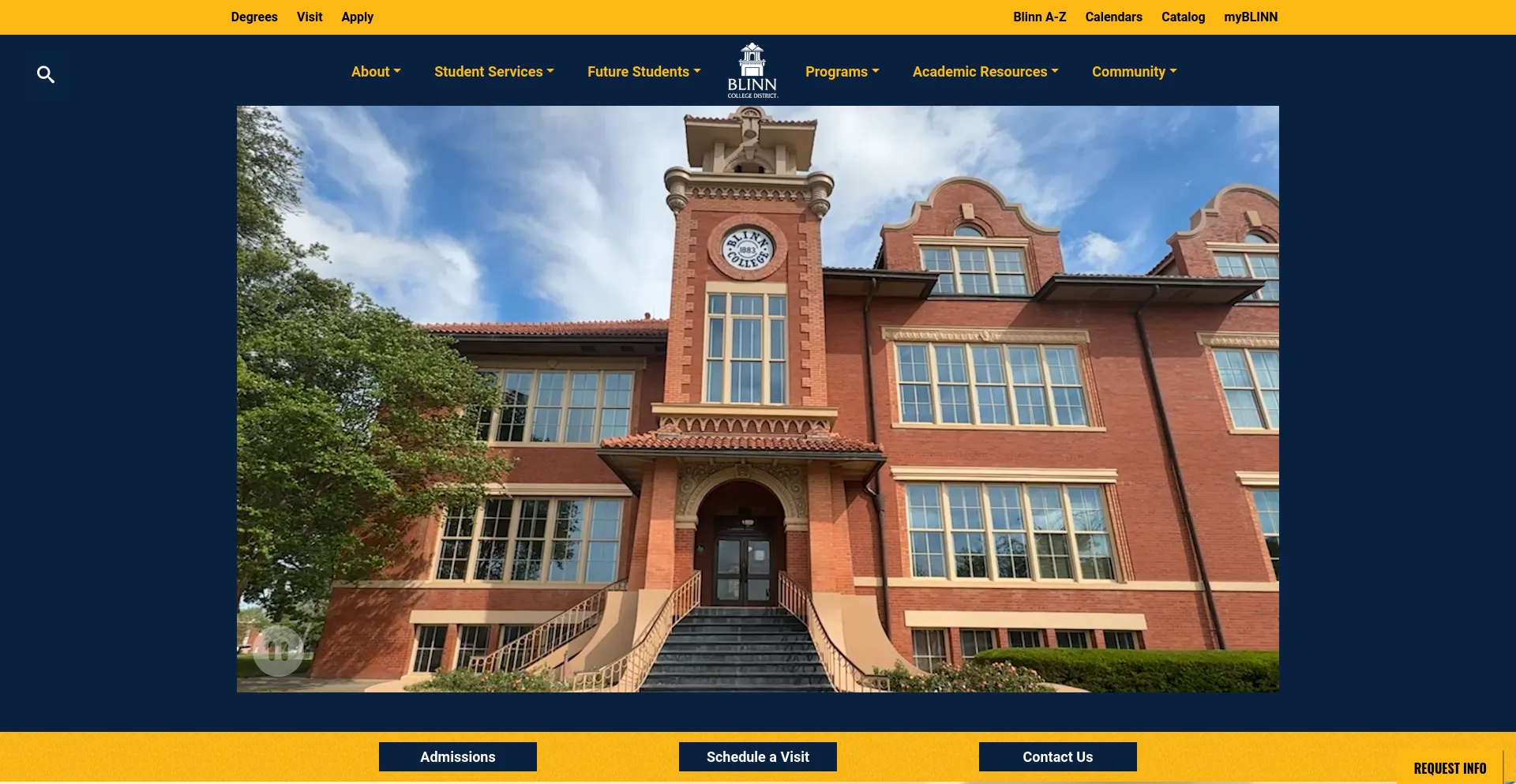 Screenshot of blinn.edu homepage