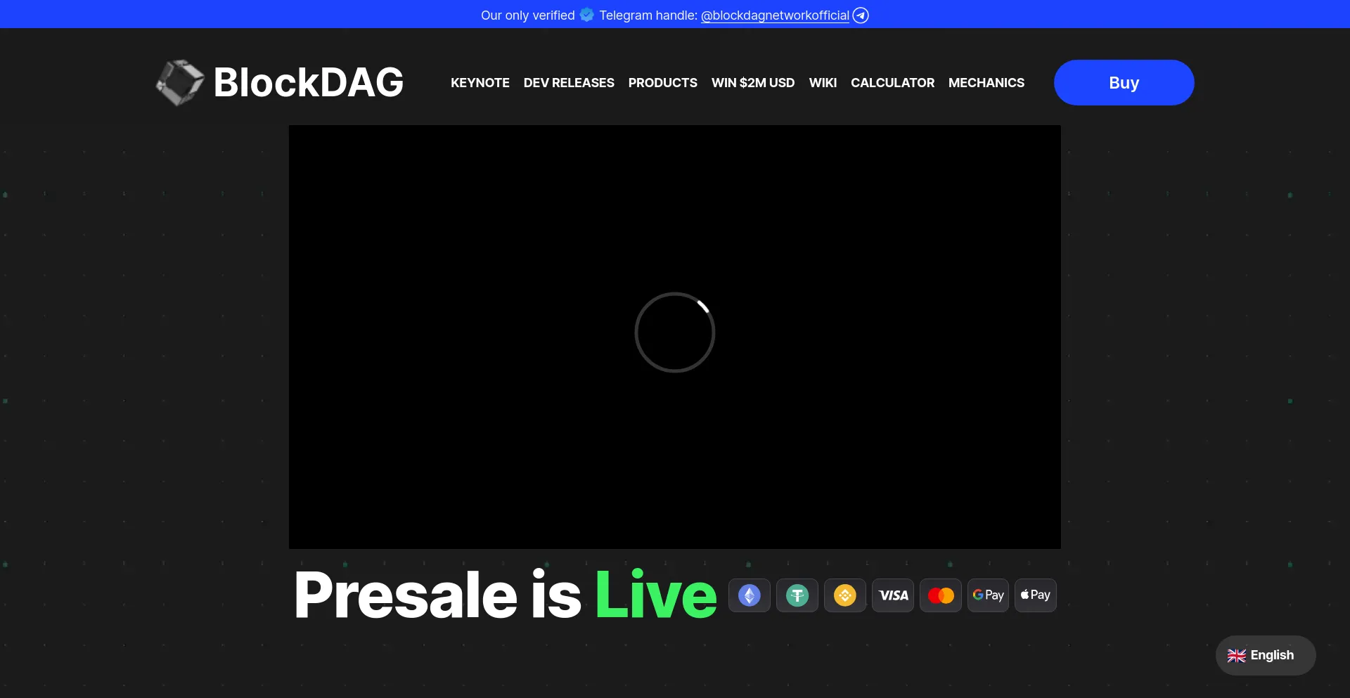 Screenshot of blockdag.network homepage