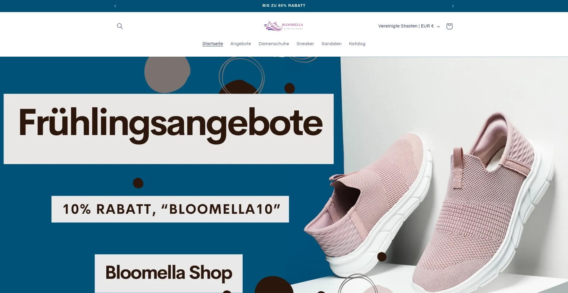 Screenshot of bloomella.de homepage