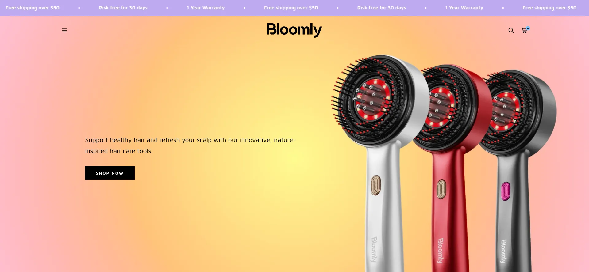 Screenshot of bloomlyus.com homepage