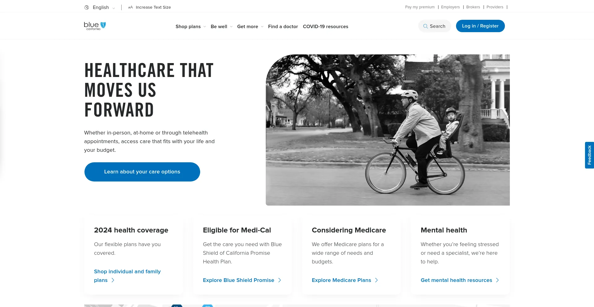 Screenshot of blueshieldca.com homepage