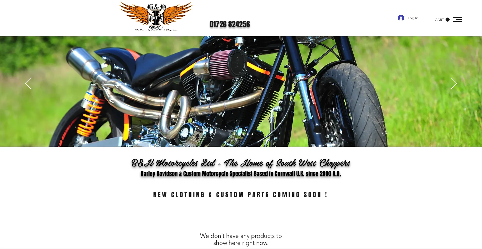 Screenshot of bnh-motorcycles.co.uk homepage