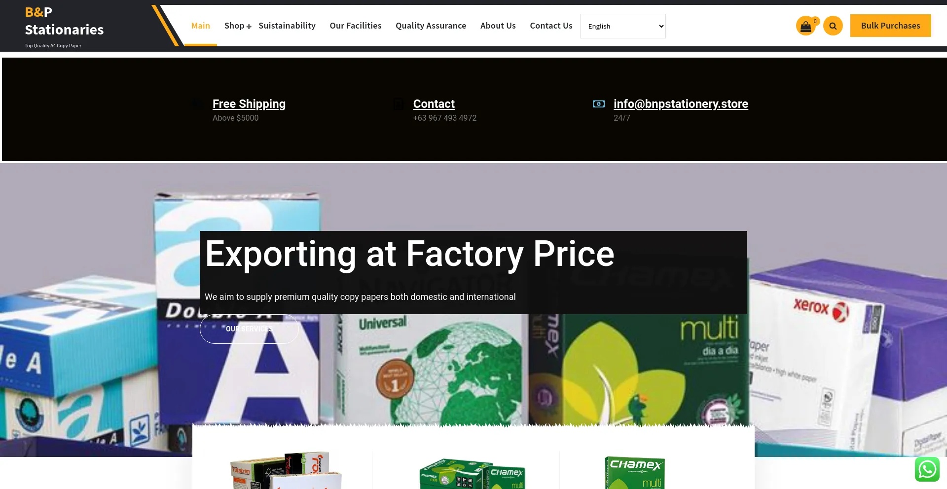 Screenshot of bnpstationery.store homepage