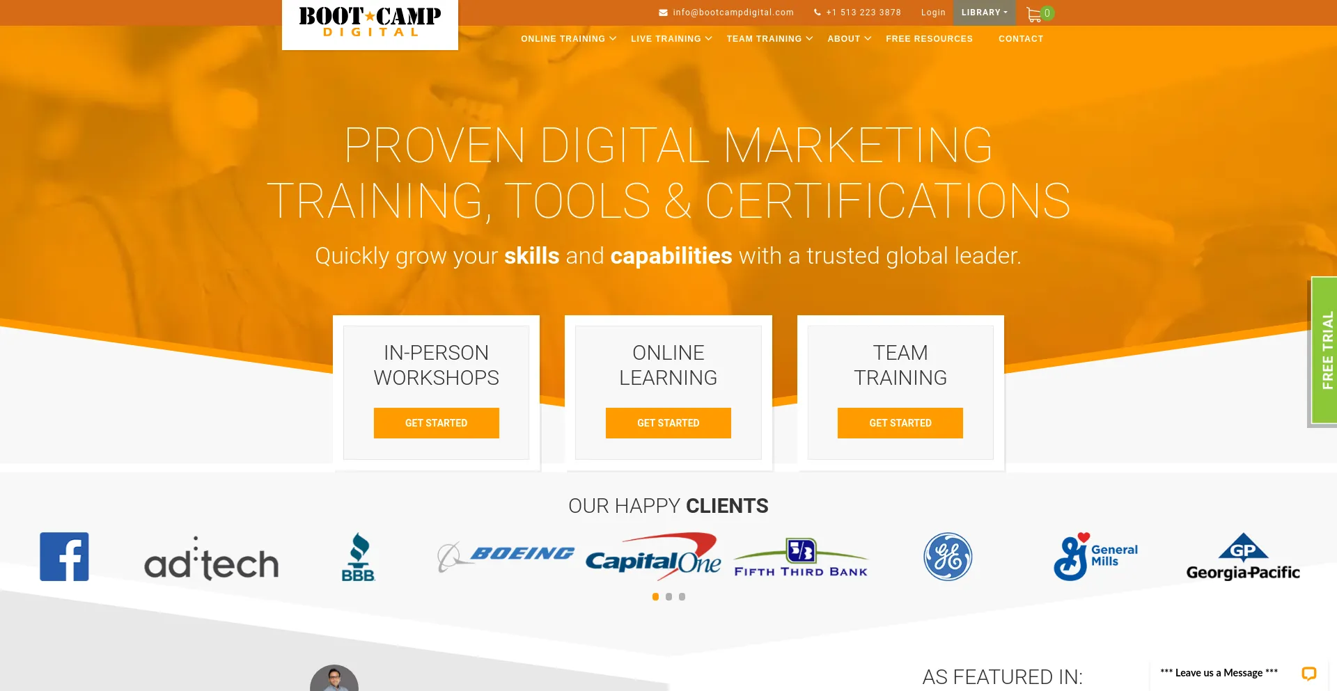 Screenshot of bootcampdigital.com homepage