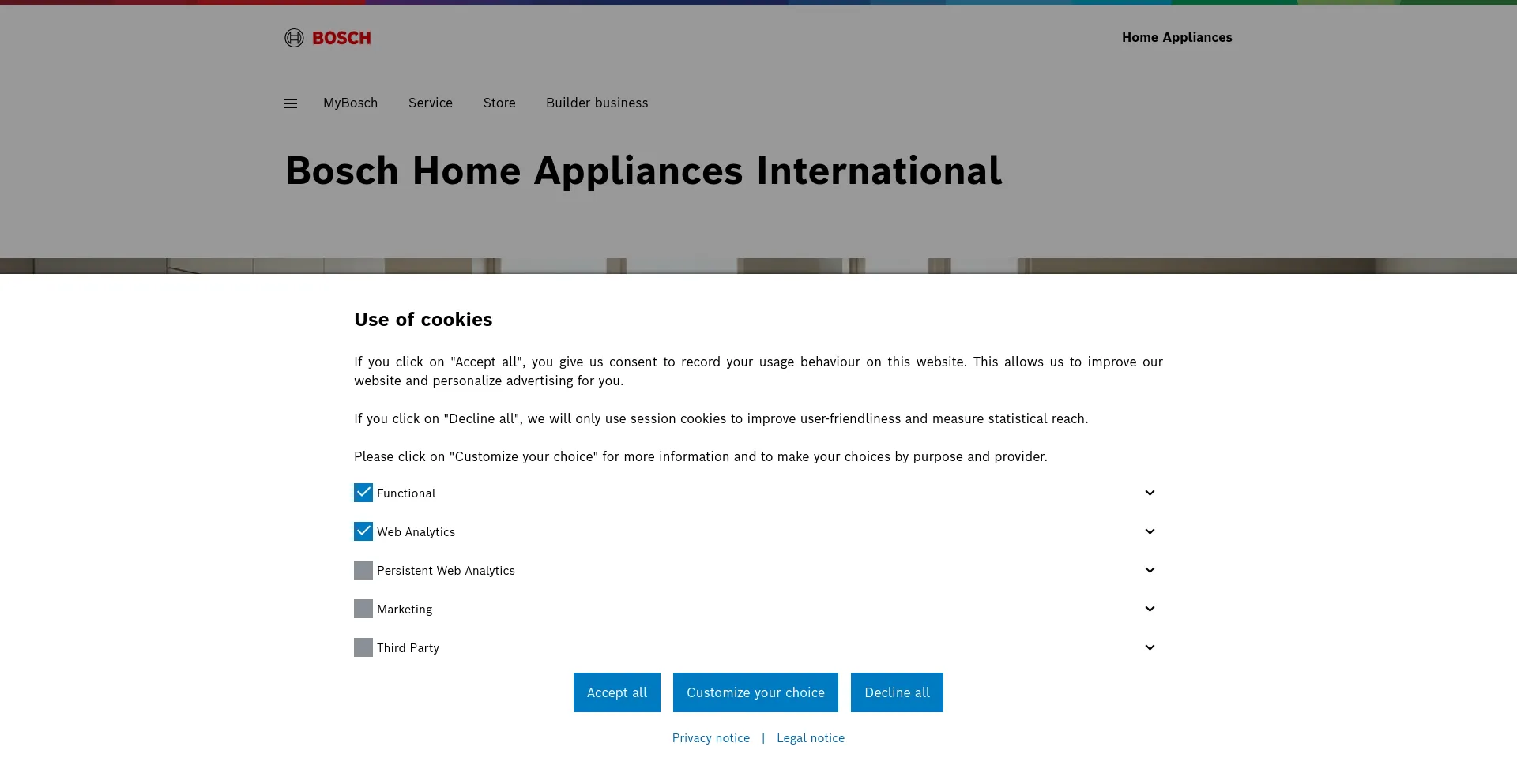 Screenshot of bosch-home.com homepage