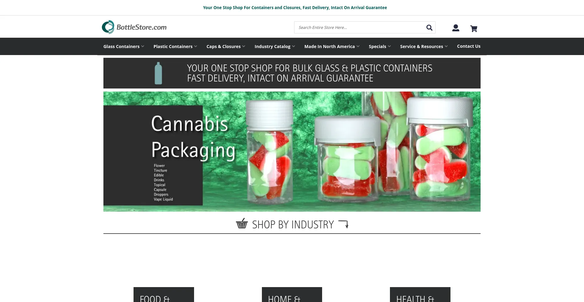 Screenshot of bottlestore.com homepage