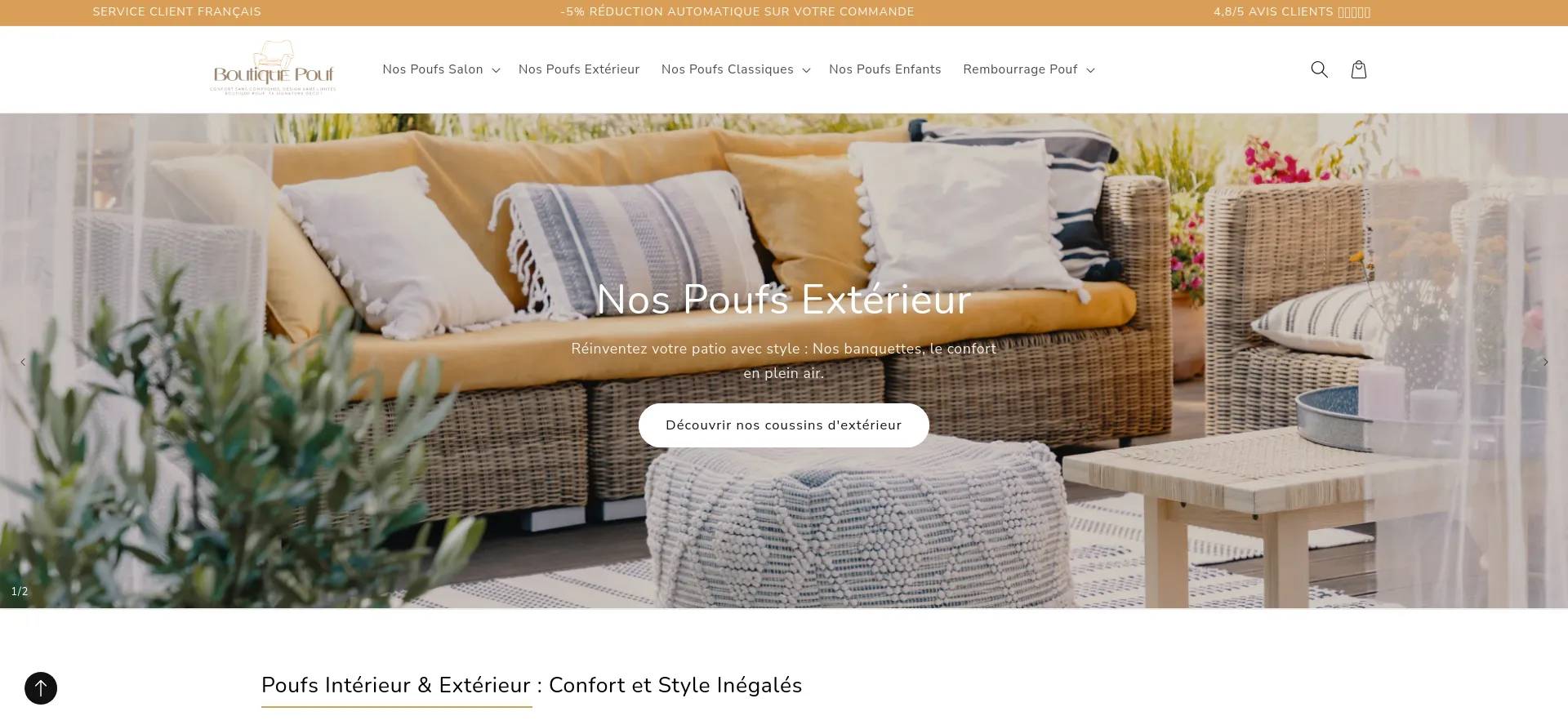 Screenshot of boutique-pouf.com homepage