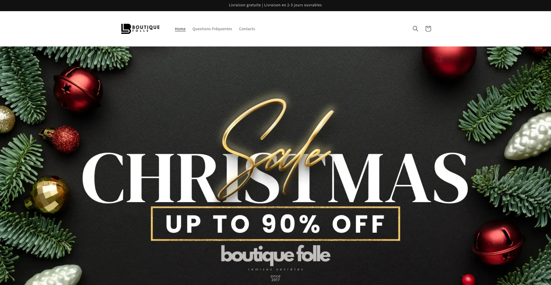 Screenshot of boutiquefolle.com homepage