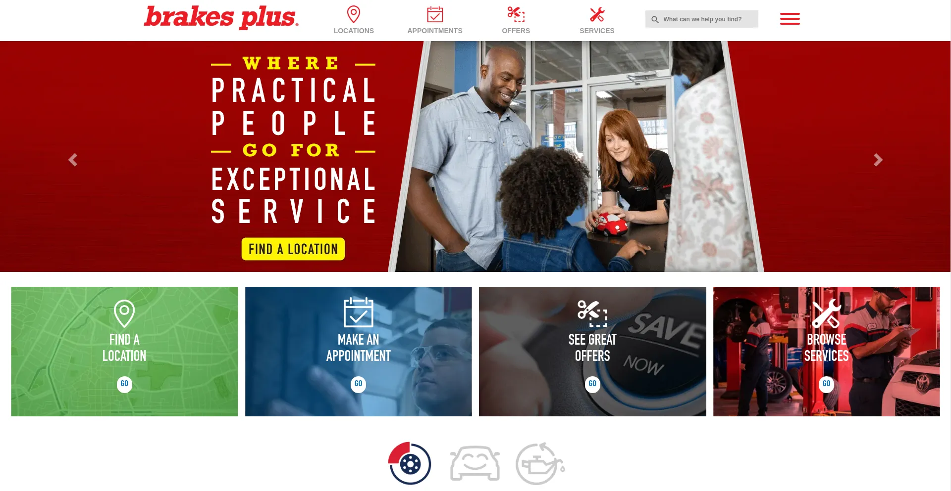 Screenshot of brakesplus.com homepage