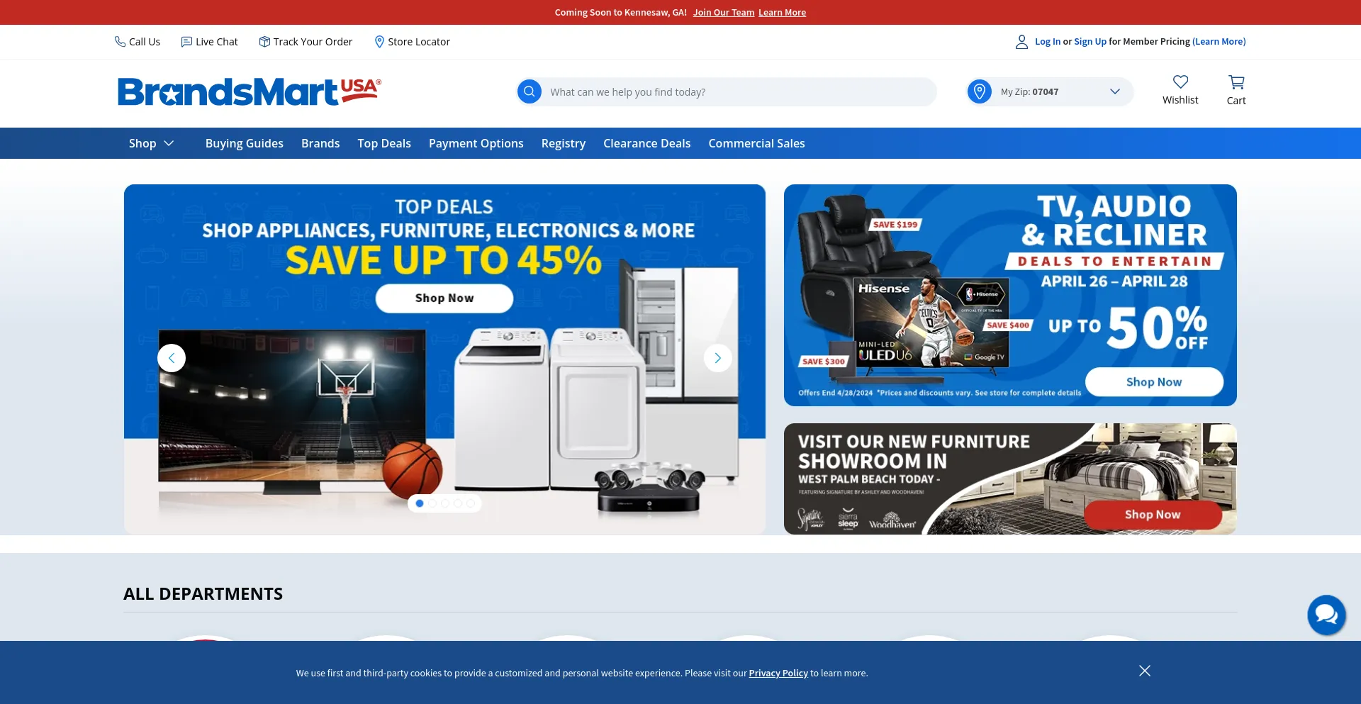 Screenshot of brandsmartusa.com homepage