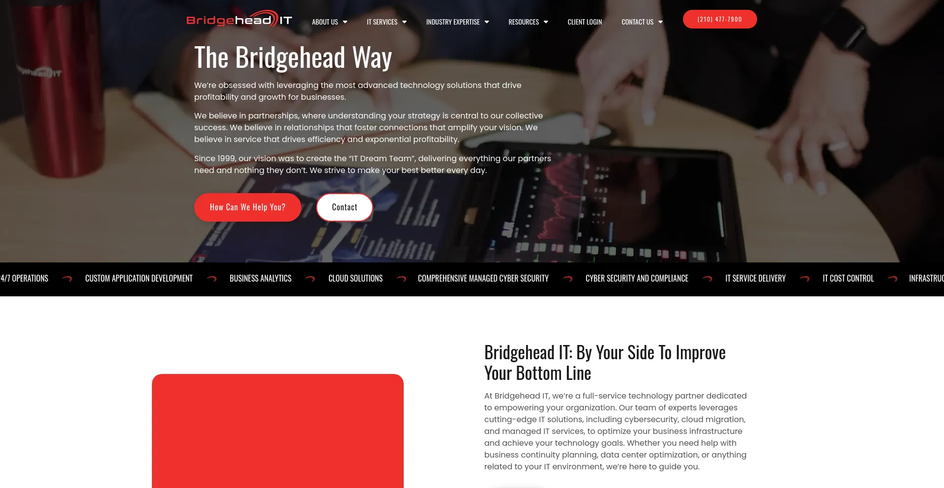 Screenshot of bridgeheadit.com homepage