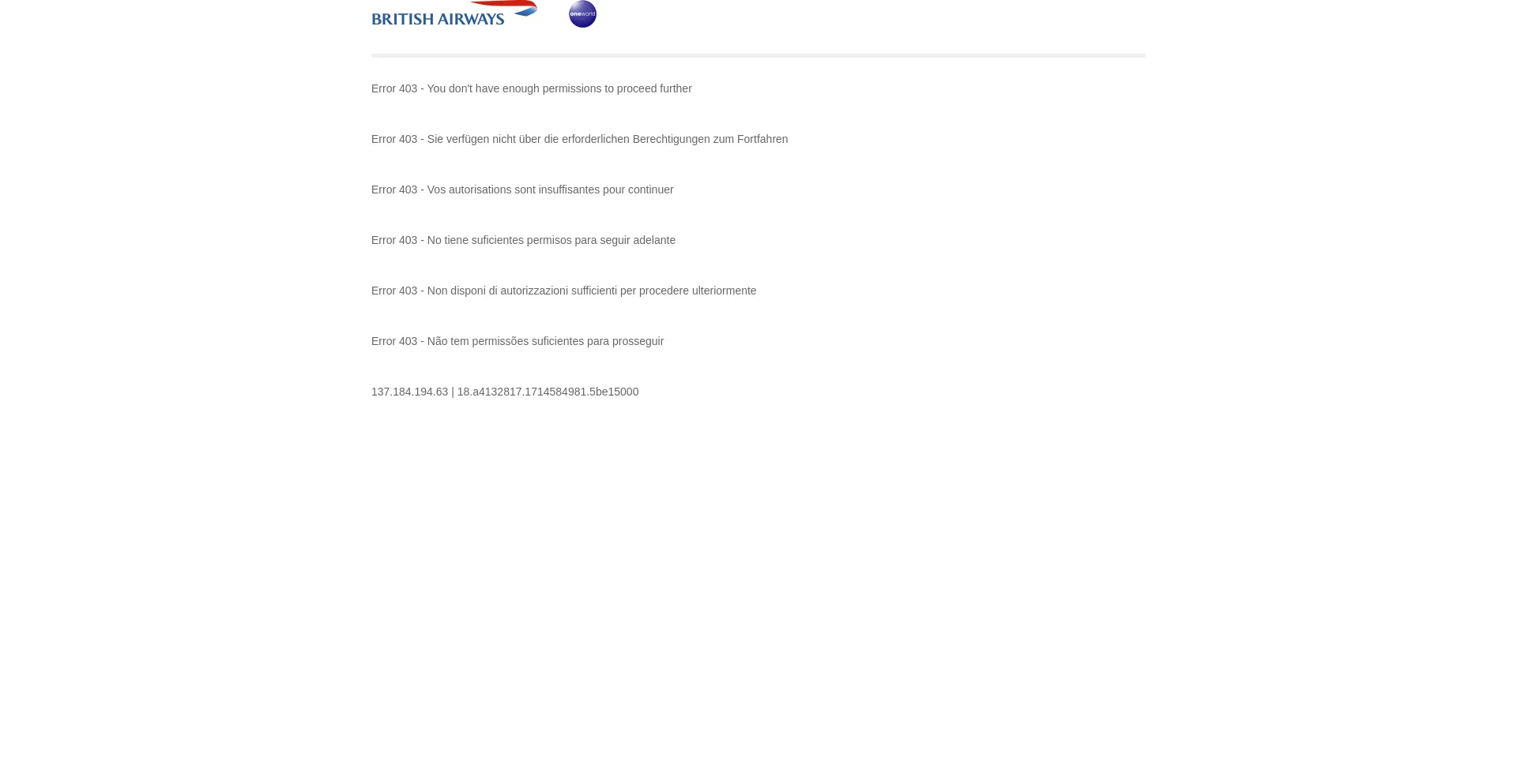 Screenshot of britishairways.com homepage