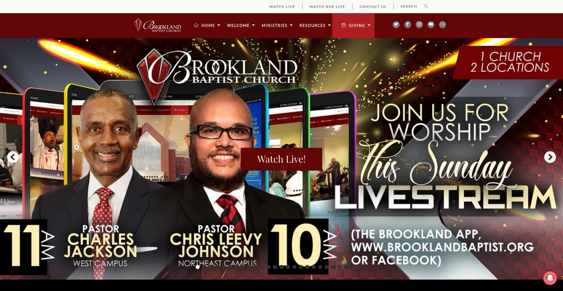 Screenshot of brooklandbaptist.org homepage