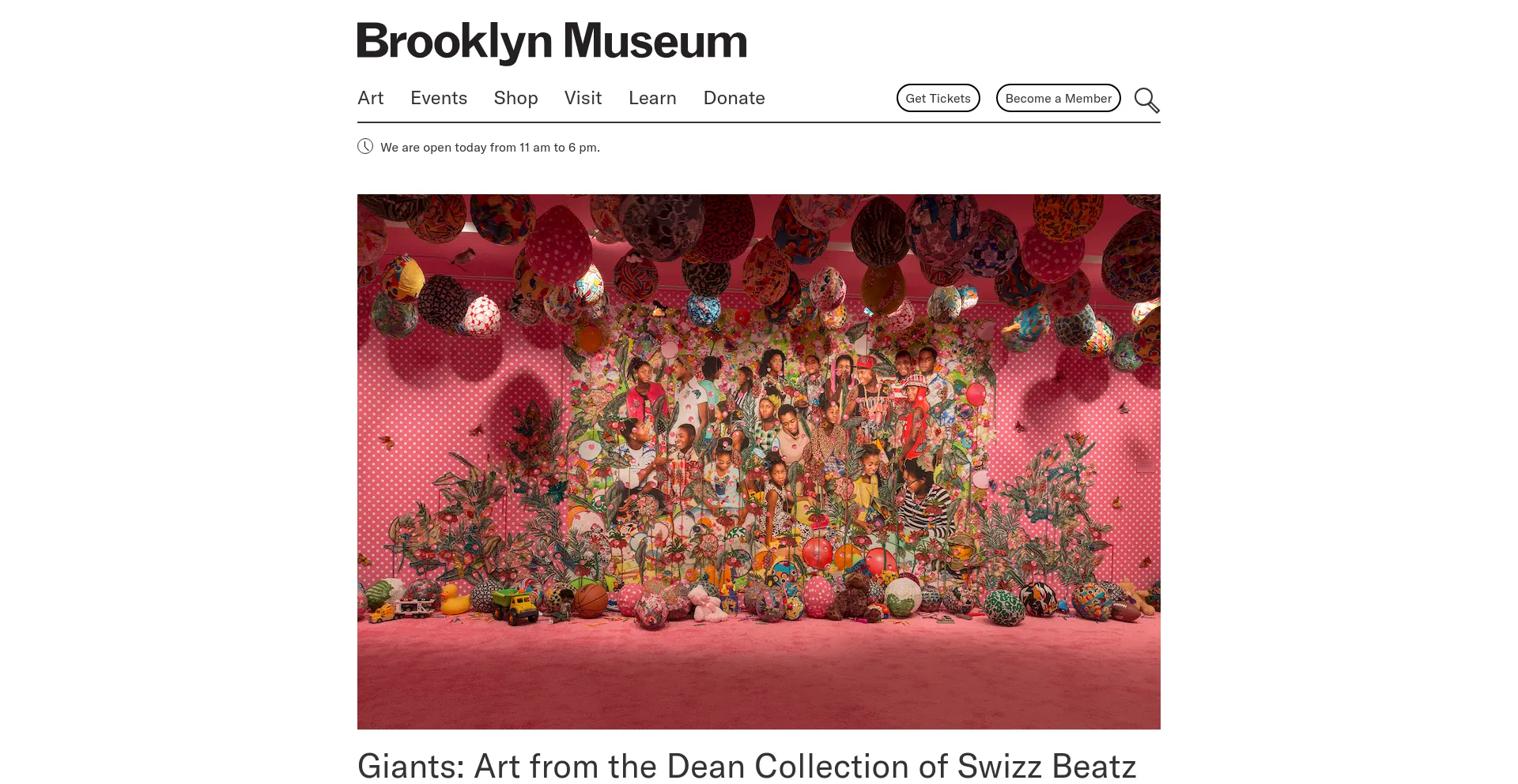 Screenshot of brooklynmuseum.org homepage