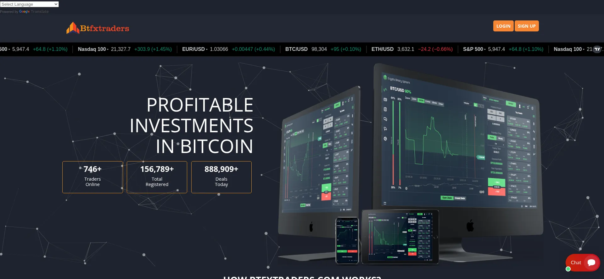 Screenshot of btfxtraders.com homepage