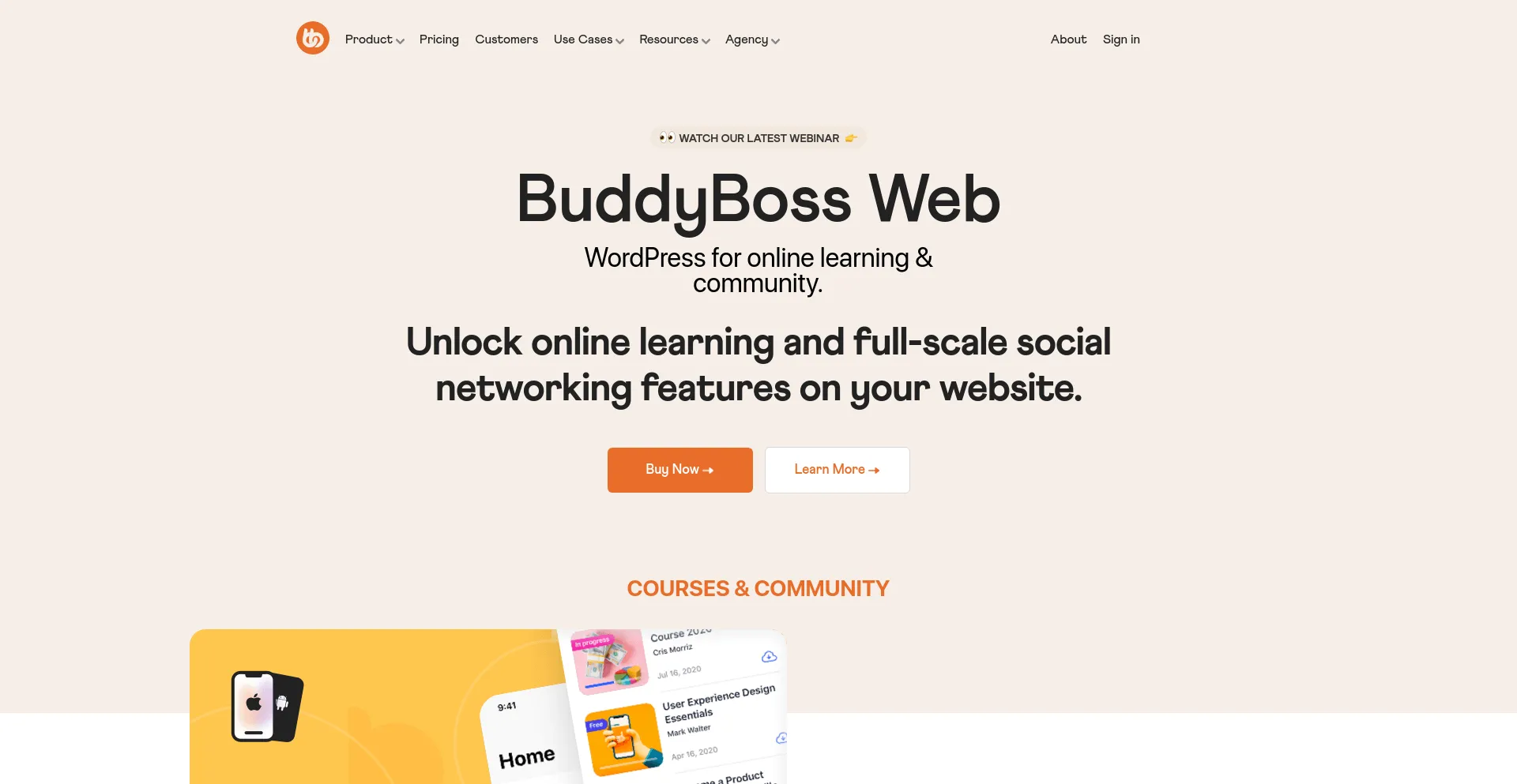 Screenshot of buddyboss.com homepage