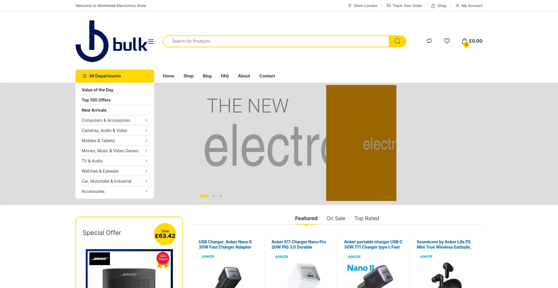 Screenshot of bulkgear.com homepage