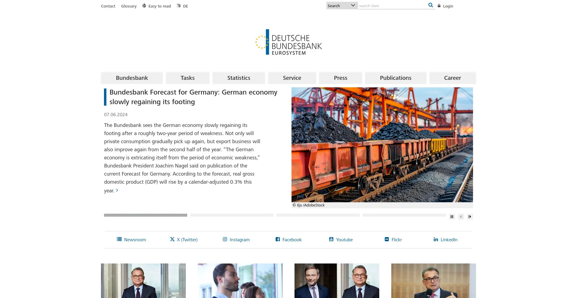 Screenshot of bundesbank.de homepage