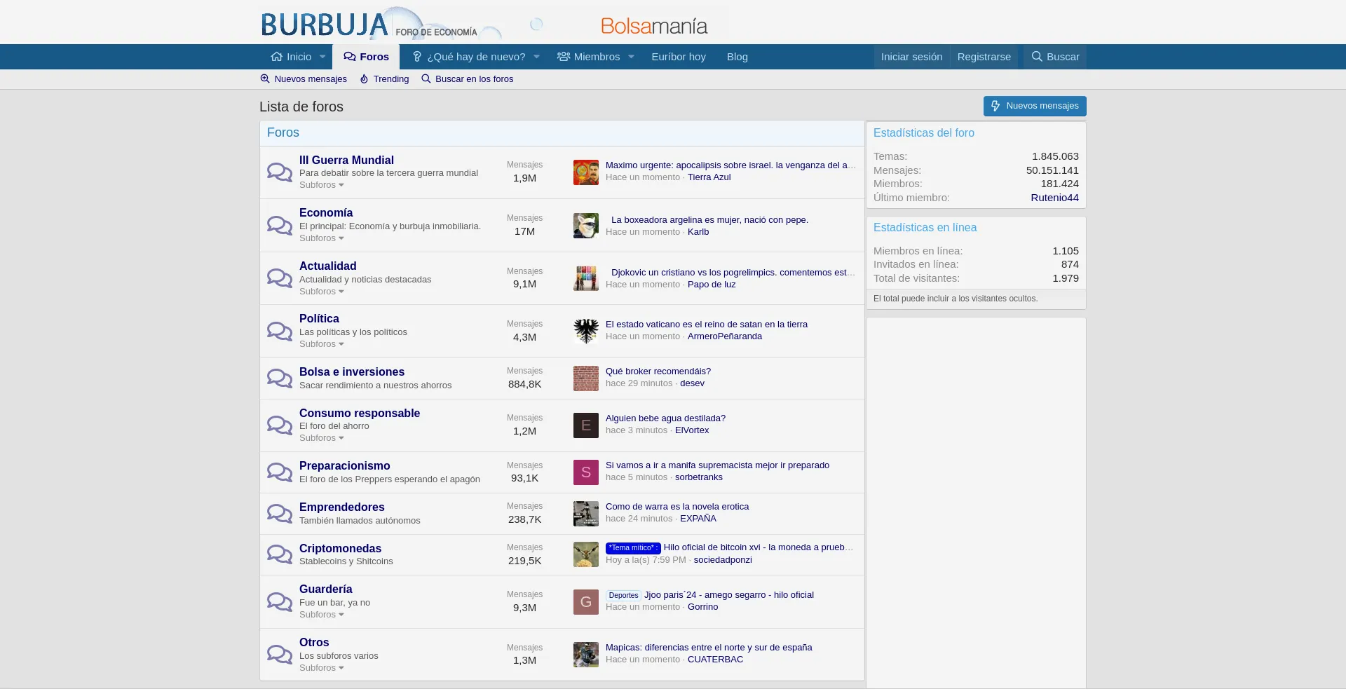 Screenshot of burbuja.info homepage