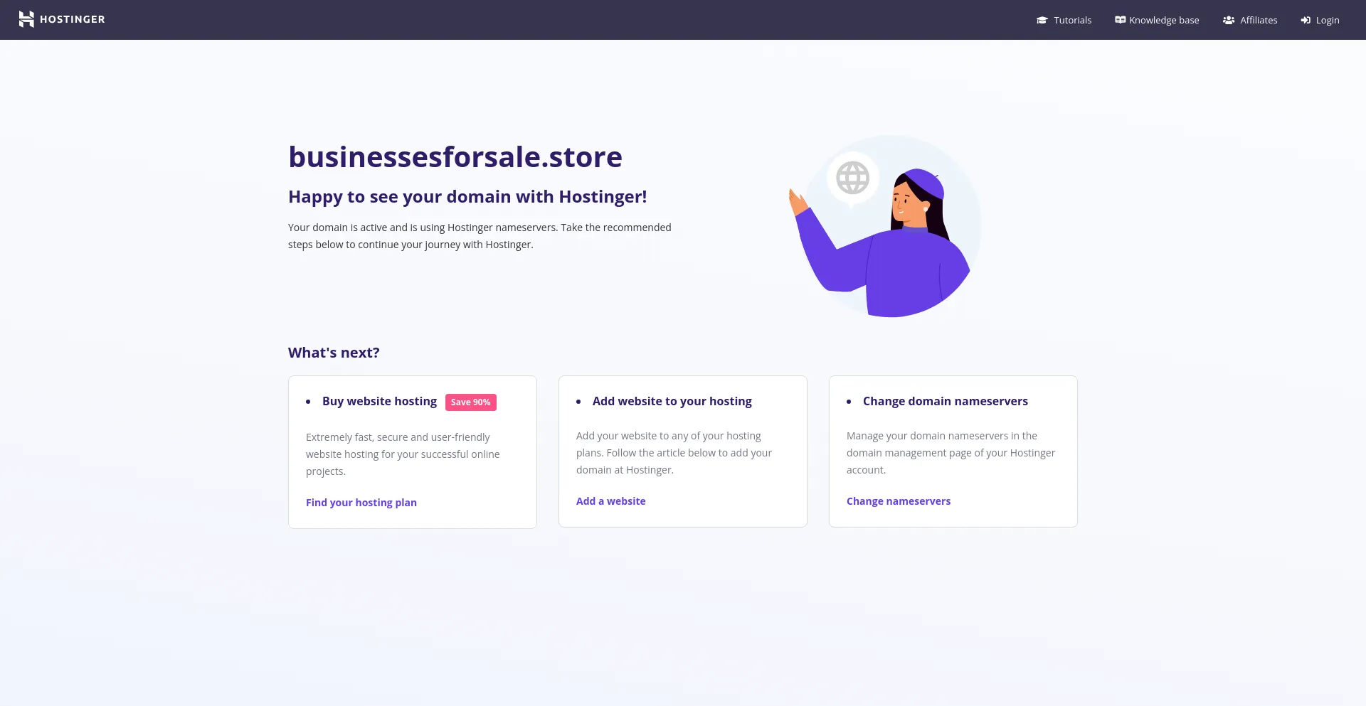 Screenshot of businessesforsale.store homepage