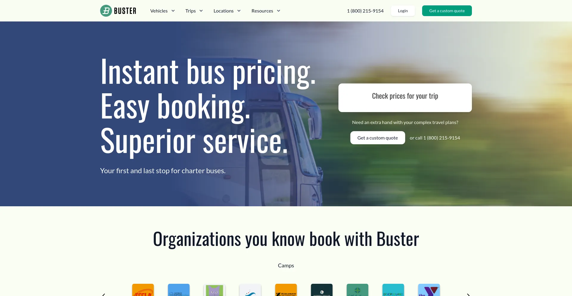 Screenshot of buster.com homepage