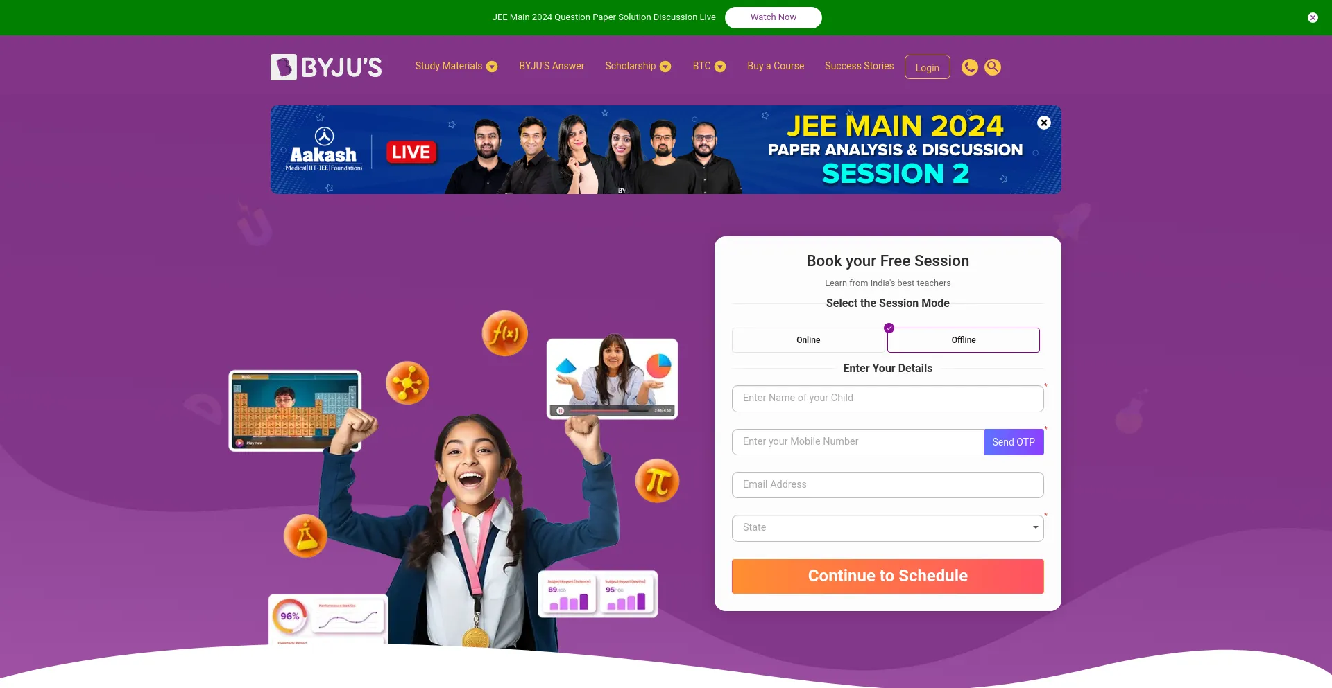 Screenshot of byjus.com homepage