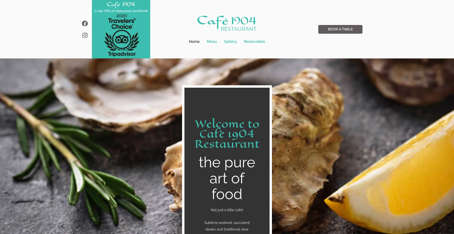 Screenshot of cafe1904.co.za homepage