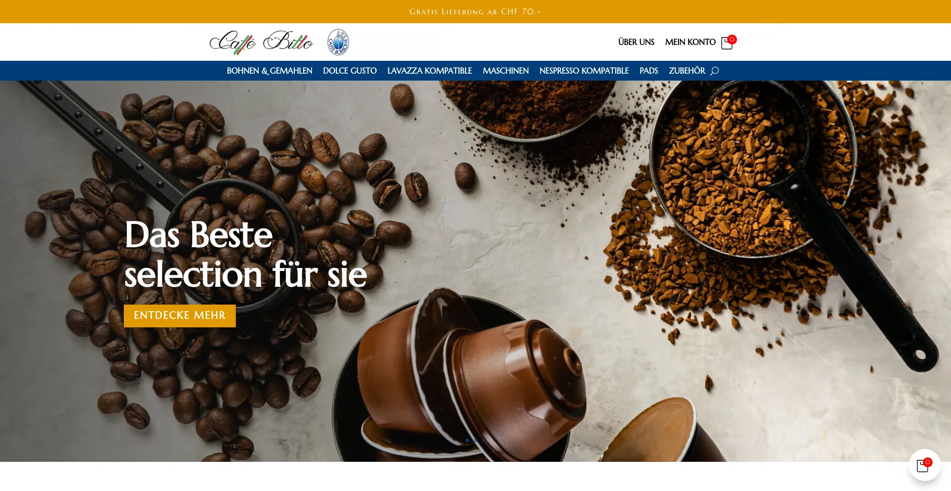 Screenshot of caffe-billo.ch homepage