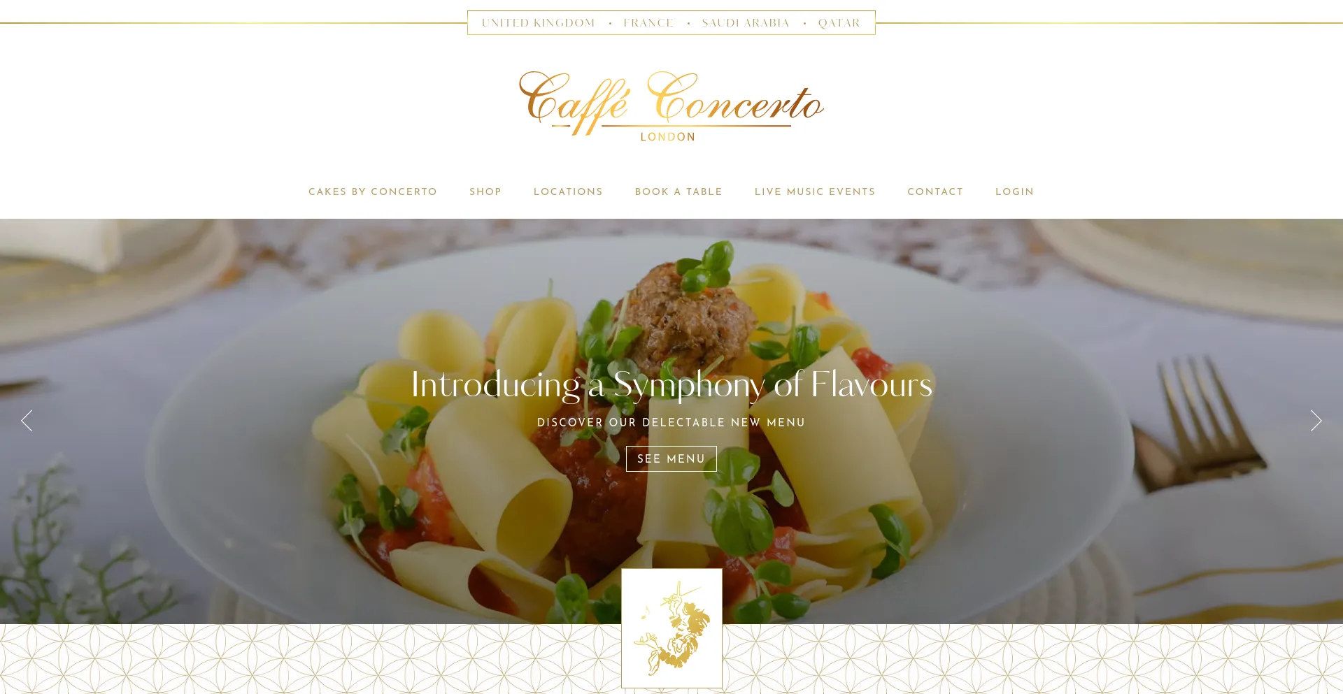 Screenshot of caffeconcerto.co.uk homepage