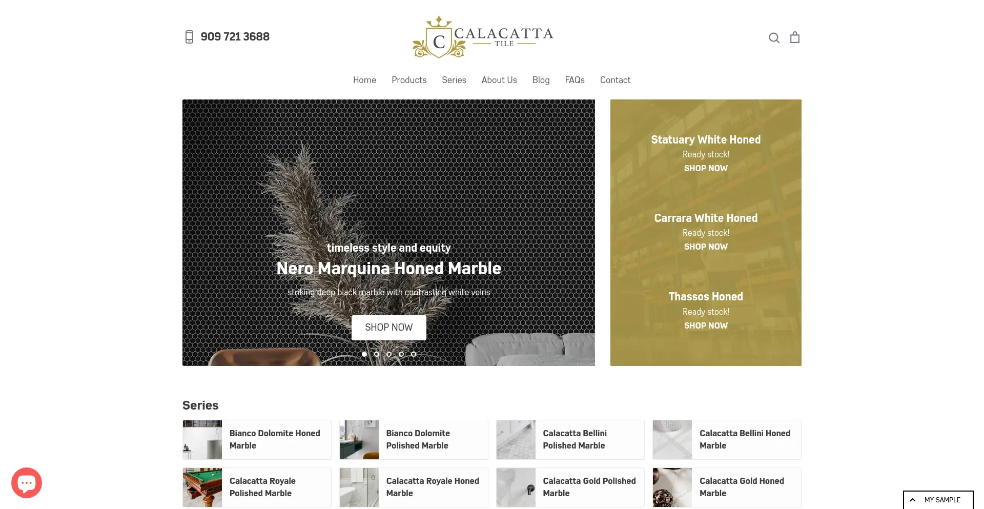 Screenshot of calacattatile.com homepage