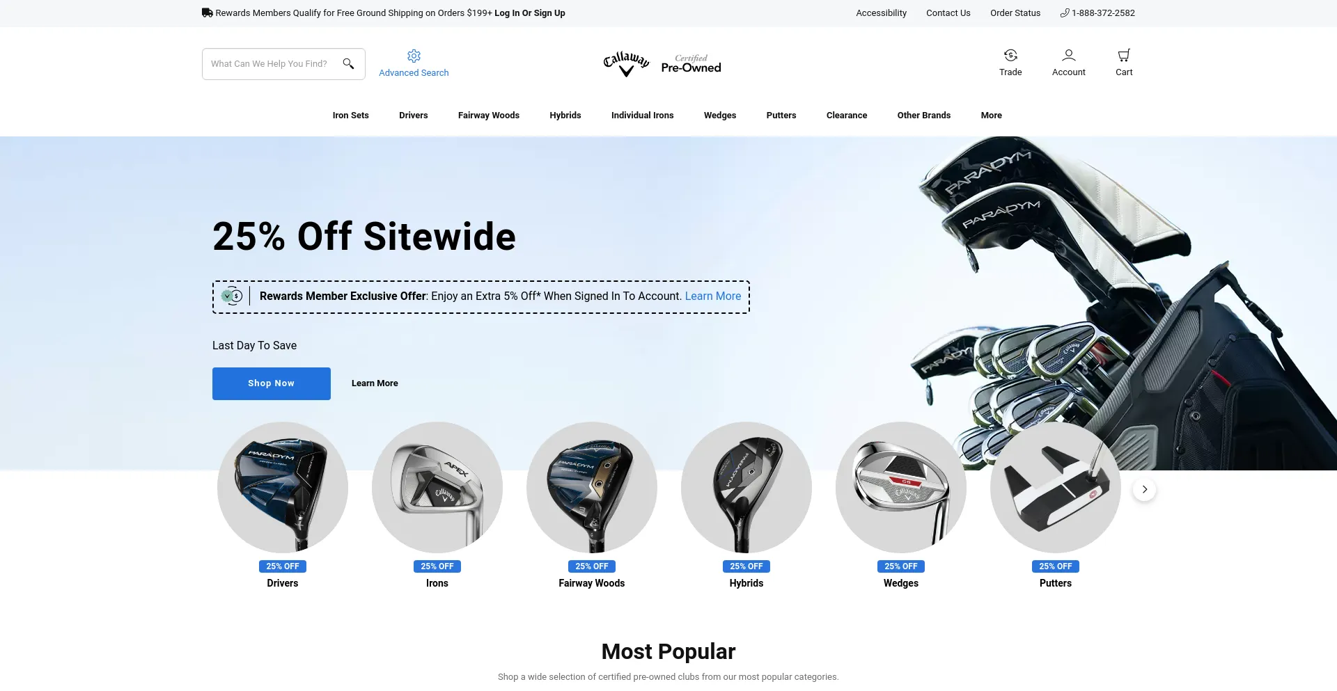 Screenshot of callawaygolfpreowned.com homepage