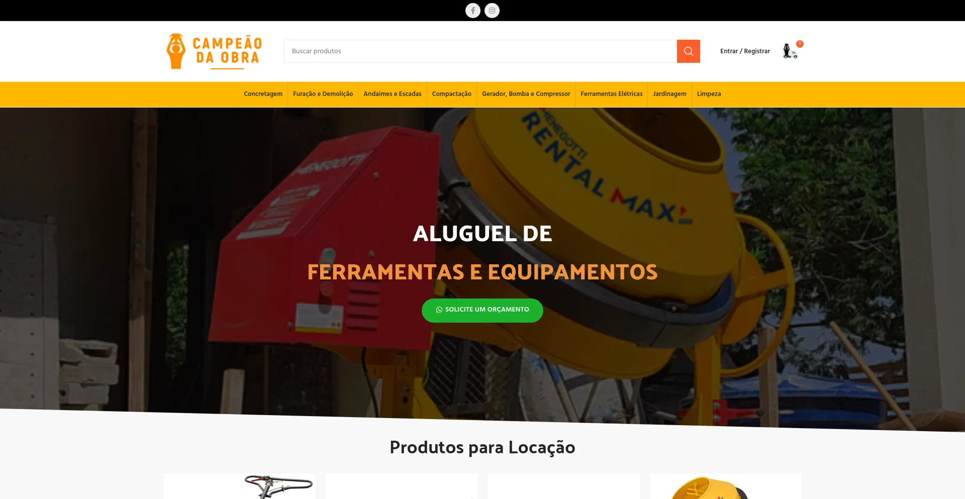 Screenshot of campeaodaobra.com.br homepage