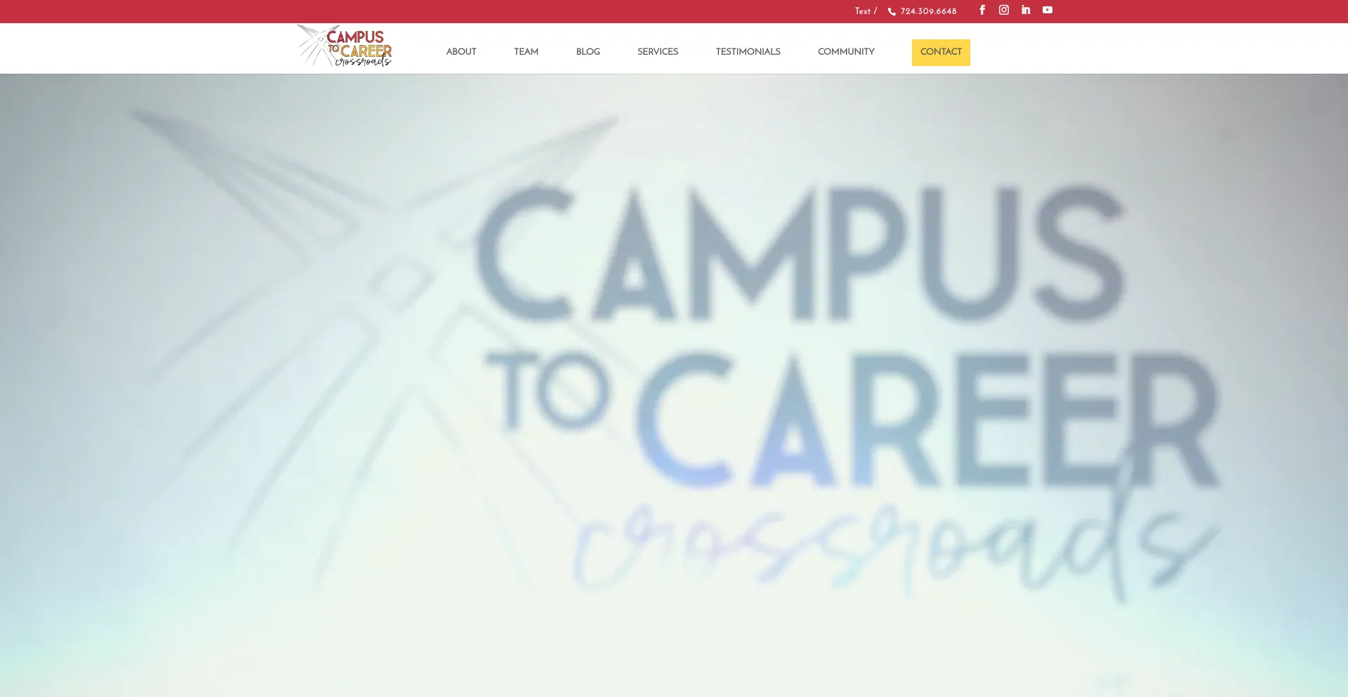 Screenshot of campustocareercrossroads.com homepage