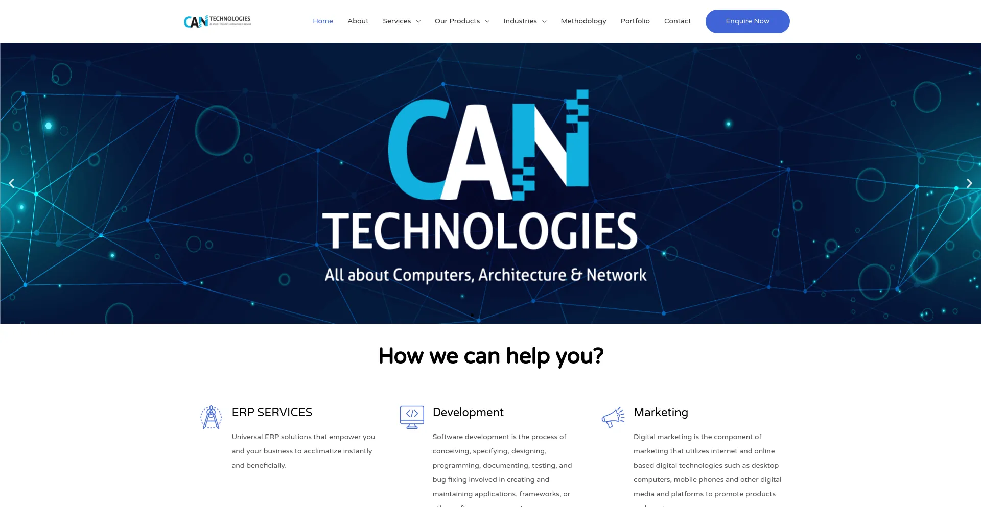 Screenshot of cantechnologies.co.in homepage