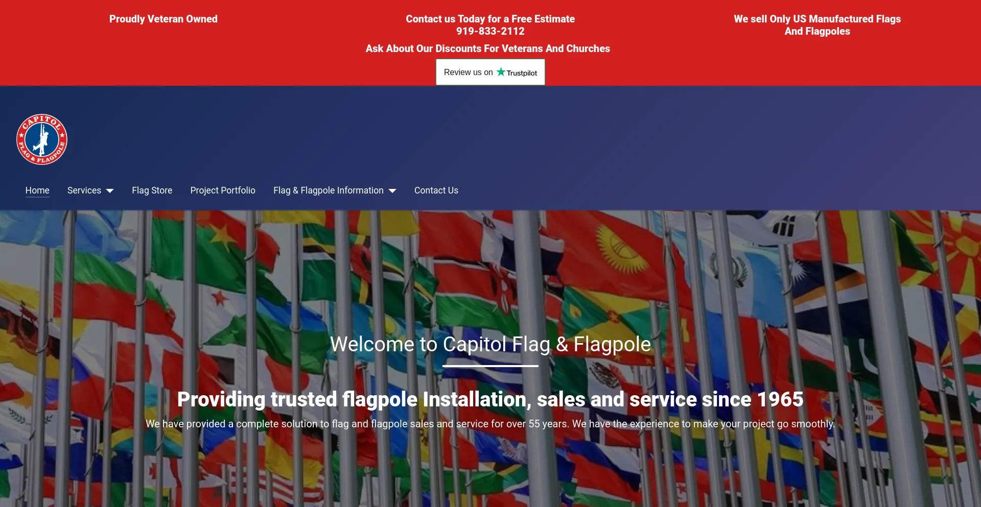 Screenshot of capitolflagandflagpole.com homepage