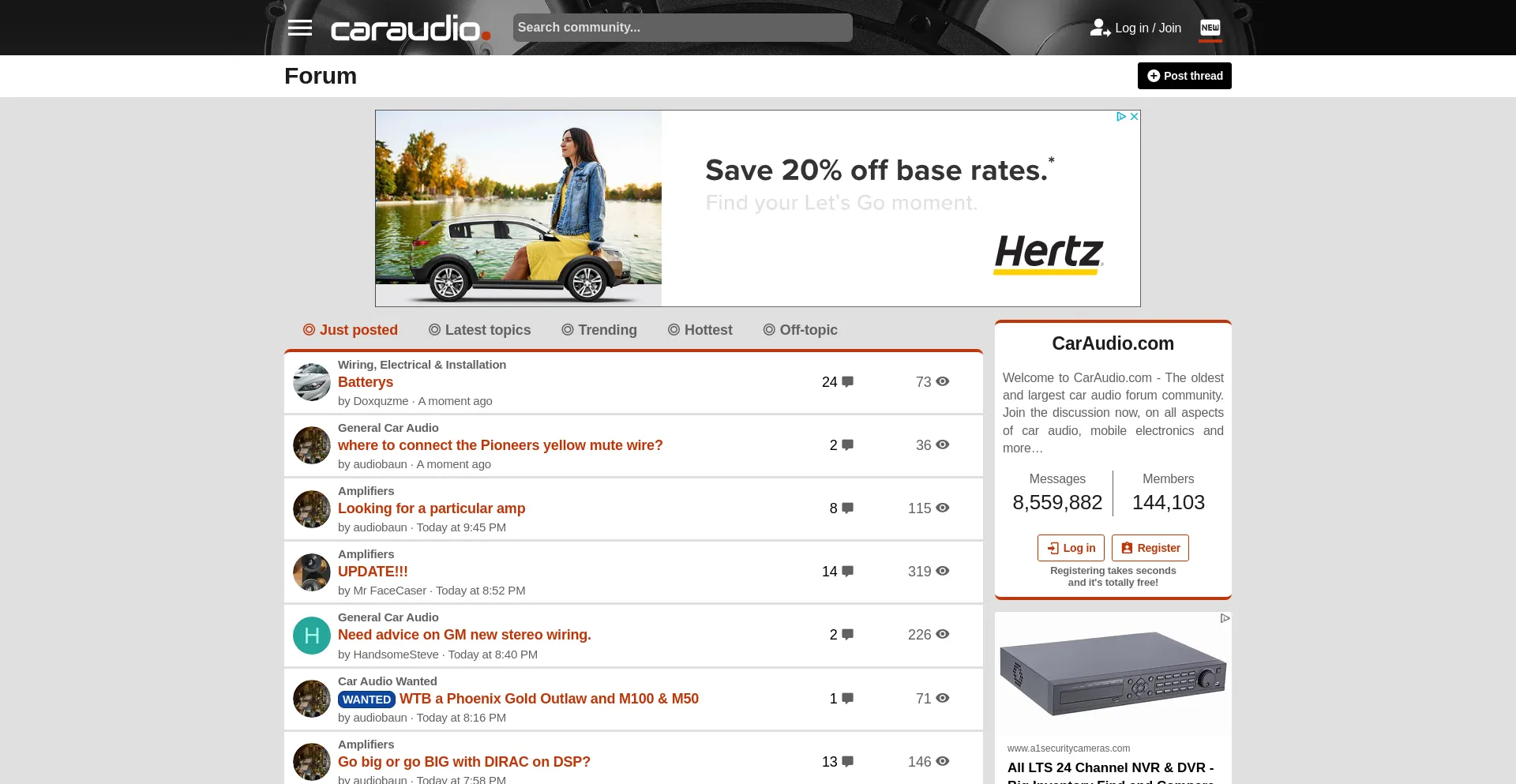 Screenshot of caraudio.com homepage