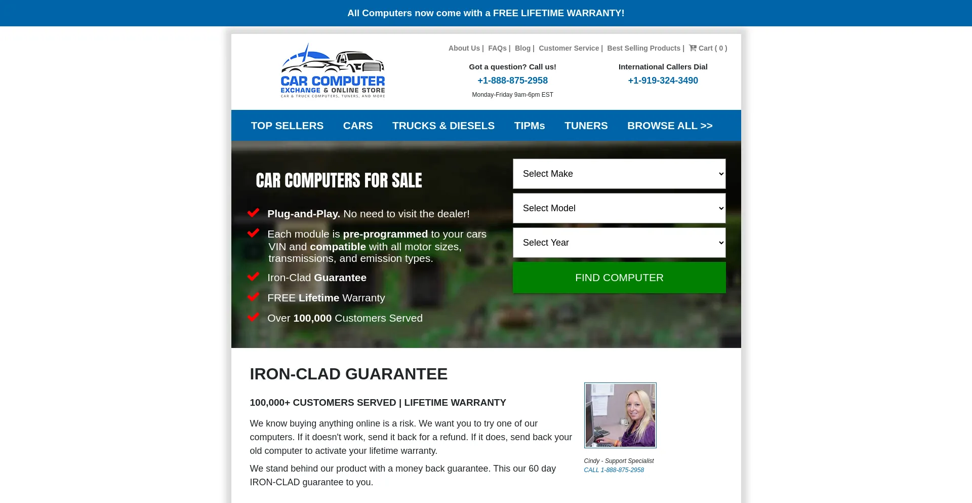 Screenshot of carcomputerexchange.com homepage